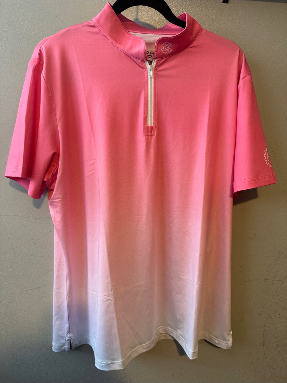 Women’s Pink to White Gradient Short-Sleeve Zip Polo